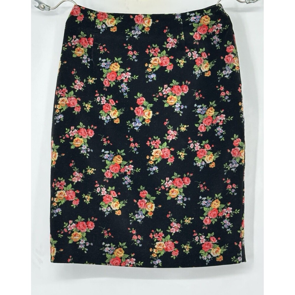 ANN TAYLOR Womens Floral Print Mini Skirt Lined Floral Black 2 Y2K Vintage talon